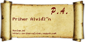 Priher Alvián névjegykártya
